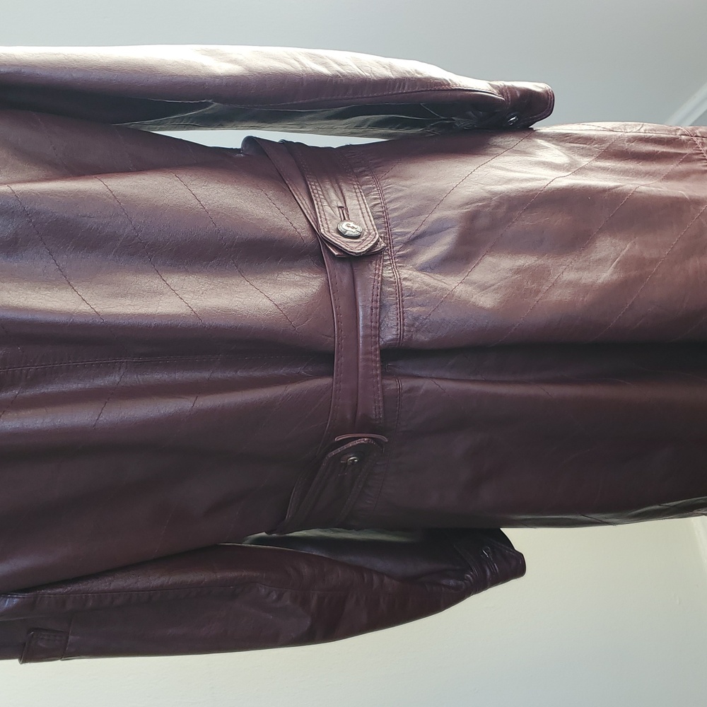 Etienne Aigner Vintage Leather Trench Coat In Burgandy/Oxblood [modern] Sz 8 - Picture 5 of 12